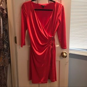 Express Coral wrap zipper dress